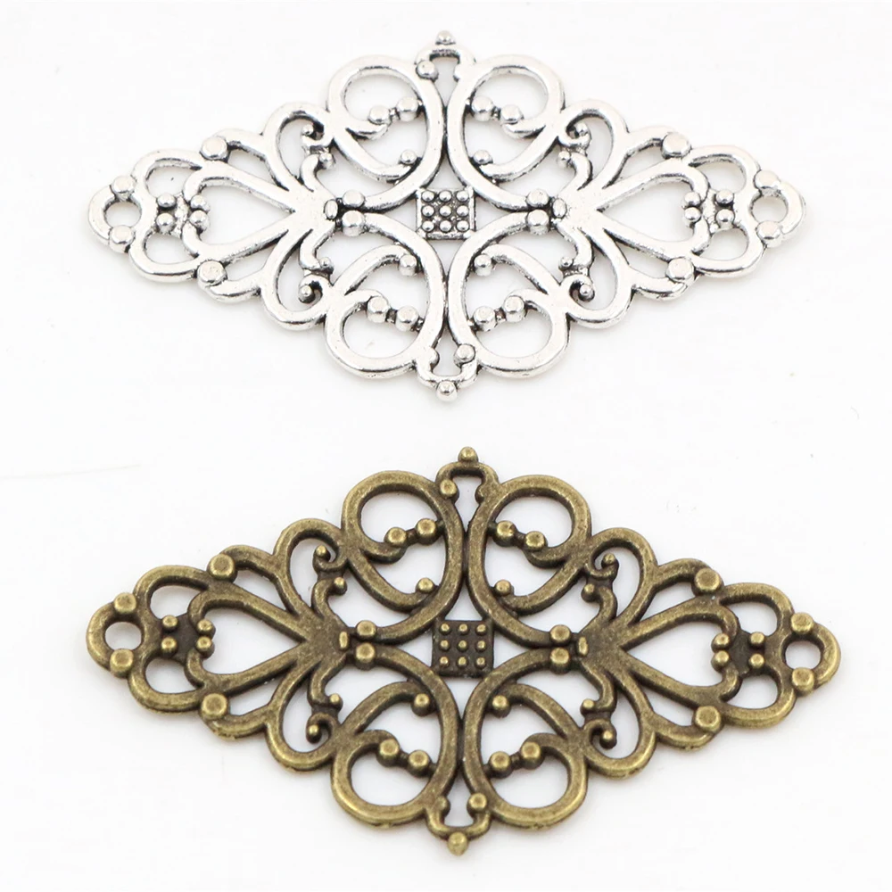 41x25mm 10 stücke Antike Bronze und Antike Silber Überzogene Blume Stil Stecker Handgemachte Charme Anhänger: DIY für armband halskette