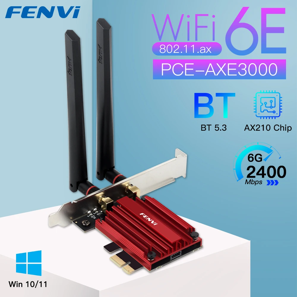 Fenvi Wifi 6e Ax210 5374 MBit/s Wireless PCIE Adapter Tri Band 2,4g/5g/6GHz kompatible Bluetooth 5,3 Netzwerk WLAN-Karte für Win Image