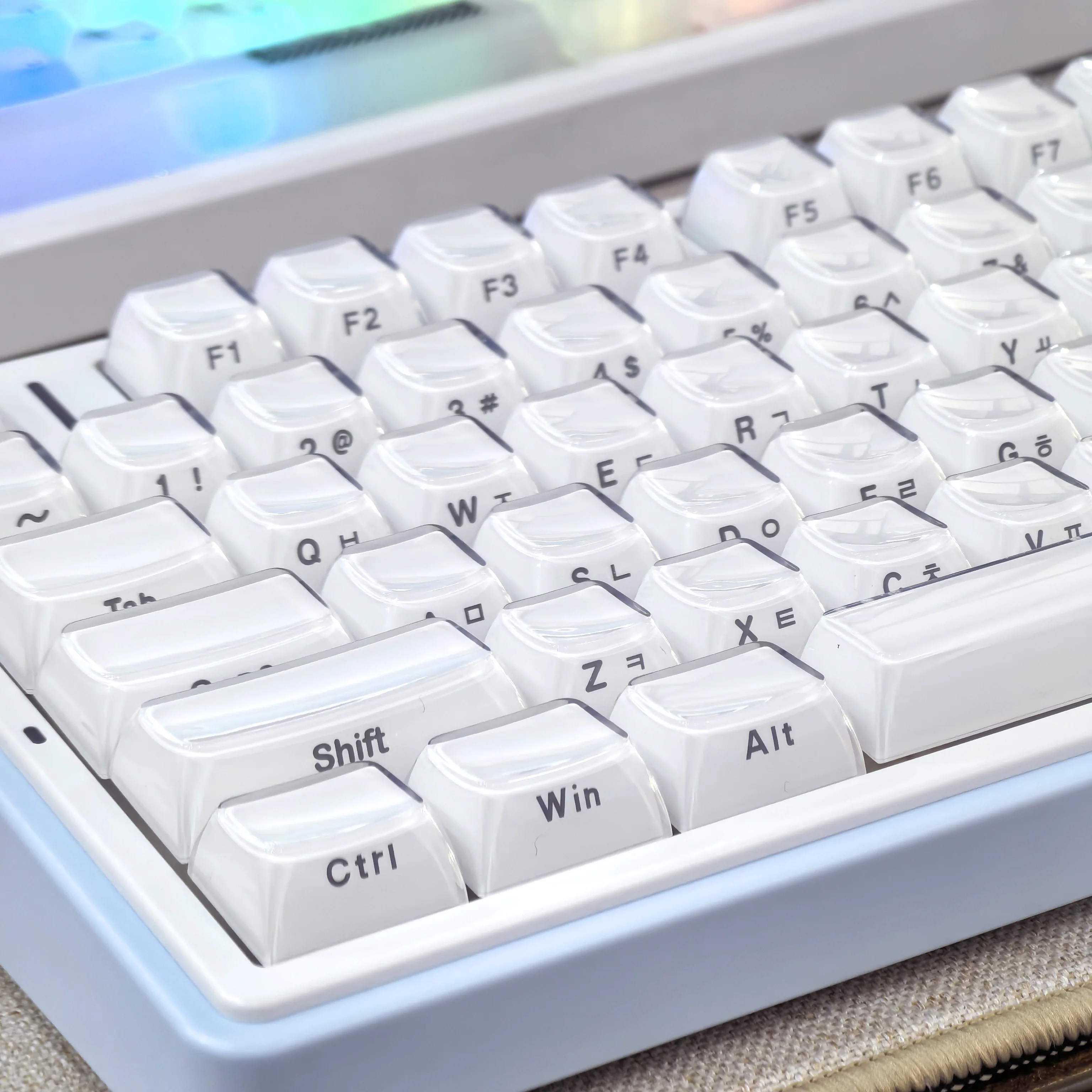 Koreanische Gelee Weiß Keycap 113 Tasten Russisch Englisch Keycap Pc Oem Für Aula F75/F99 Diy Mechanische Tastatur Kristall Hangul keycap Image