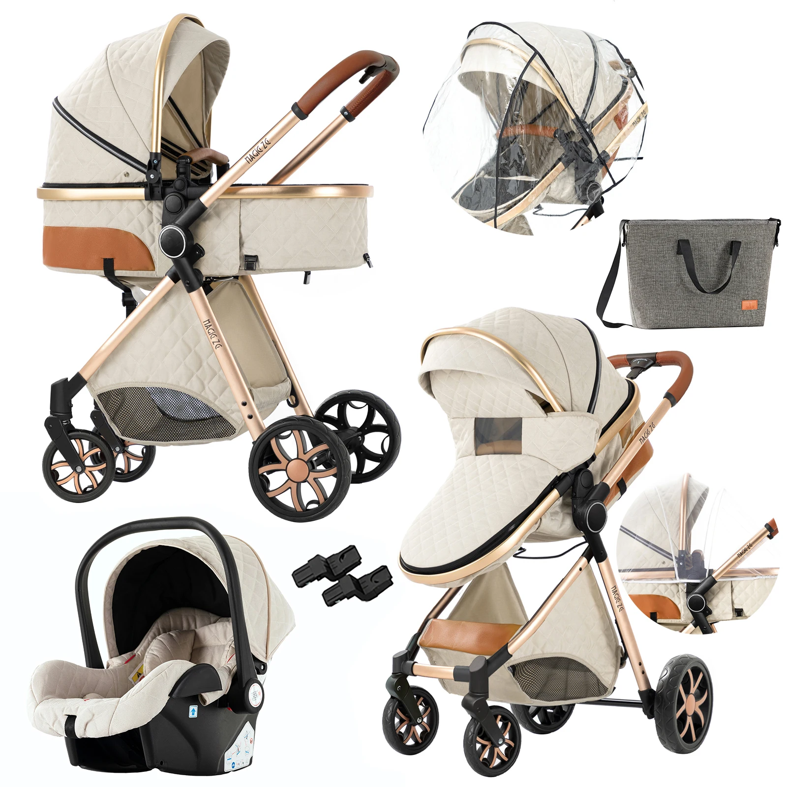 3-in-1-Kinderwagen für Neugeborene, Kinderwagen, leichter Kinderwagen, Kinderwagen, Kinderwagen, kompakter Kinderwagen für Babys, Autositz