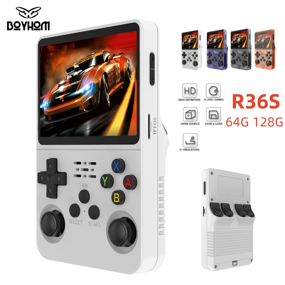Open Source R36s Retro Handheld Videospiel konsole Linux-System 3,5 Zoll IP-Bildschirm tragbare Tasche Video-Player 64GB 128g Spiele