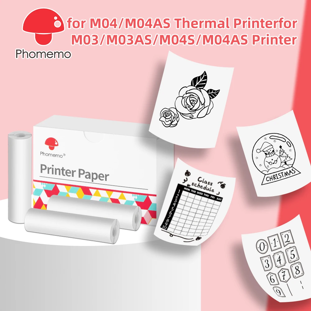 77 mm/107 mm/110 mm Fotopapier, selbstklebendes Thermopapier, transparentes Thermo-Aufkleberpapier für Phomemo M03/M04 tragbarer Mini-Drucker Image
