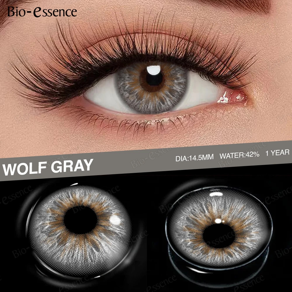 Neuankömmling Bio-essence 1 Paar graue Gläser für Augen, Farbkontaktlinsen, modische Make-up-Linsen, blaue Schüler für natürliche Augen Image