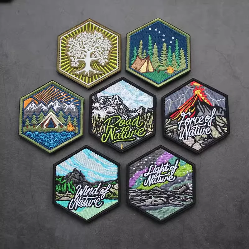 Neue Camping-Kollektion, Strandurlaub, natürliches Licht und Natur, Wegarmband, Feuer, Feuer, Rucksack, Kleidung, Paste, Hakenschlaufen-Patches Image