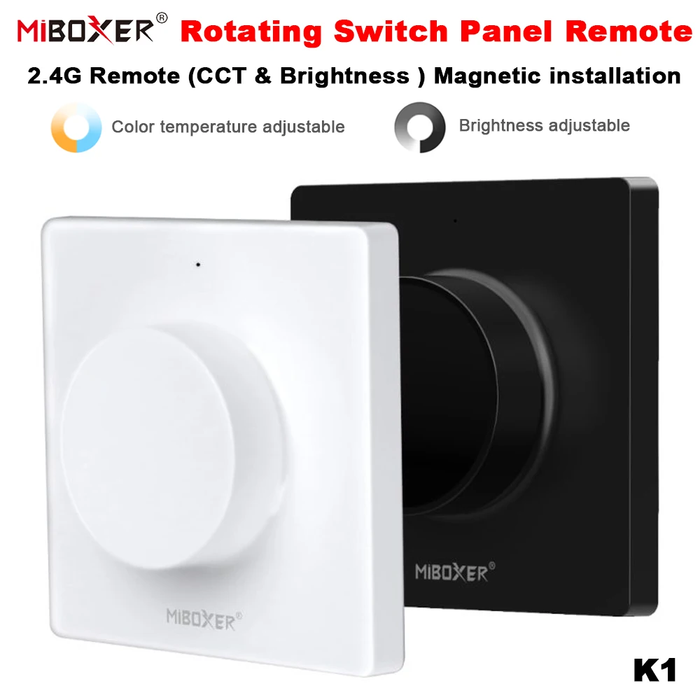 Miboxer K1 2,4 GHz drehbarer Panel-Fernschalter, kabellos, dimmbar, Helligkeit, Farbtemperatur für Leuchten/Controller Image
