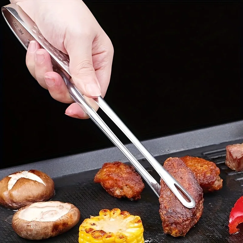 Mehrzweck-Lebensmittelzange für die Küche, Edelstahl 304, Brotzange aus lebensmittelechtem Edelstahl, Steaktange, Salatzange, Grillclip, Grillwerkzeuge