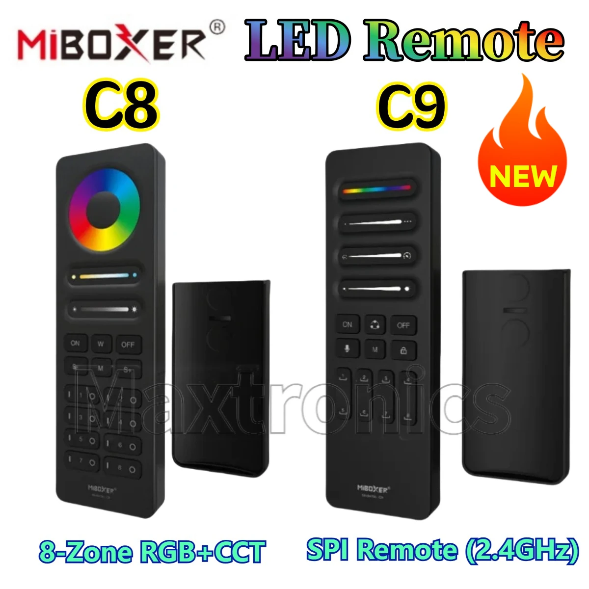 MIBOXER 8-Zonen-RGB+CCT-Fernbedienung C8/C9 SPI-Fernbedienung (2,4 GHz RF Wireless) RGB-, Helligkeits-, Farbtemperatur- und Sättigungseinstelllampe Image
