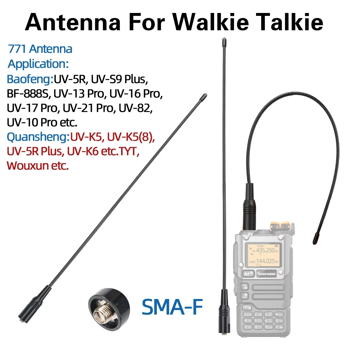 Abbree ar 144 sma weibliche Antenne Dualband 430/MHz für baofeng uv 5r s9plus uv 13 21pro quan sheng uv k5 walkie talkie na771 Image
