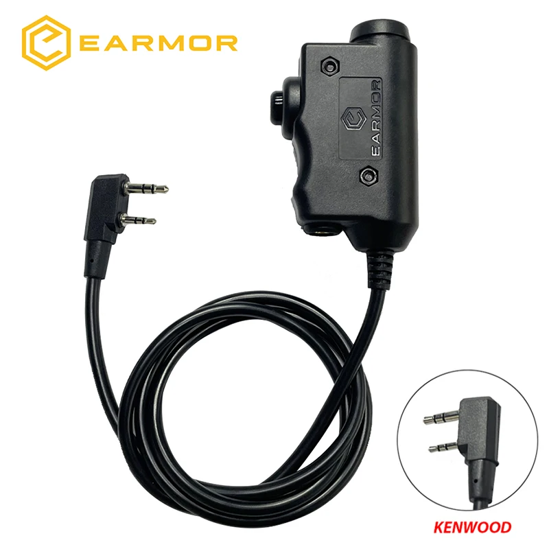 EARMOR M51 Taktischer Kenwood 2-Pin-Version PTT Push-to-Talk Military Standard 7.0-Stecker für Radio-Adapter Schwarz Image