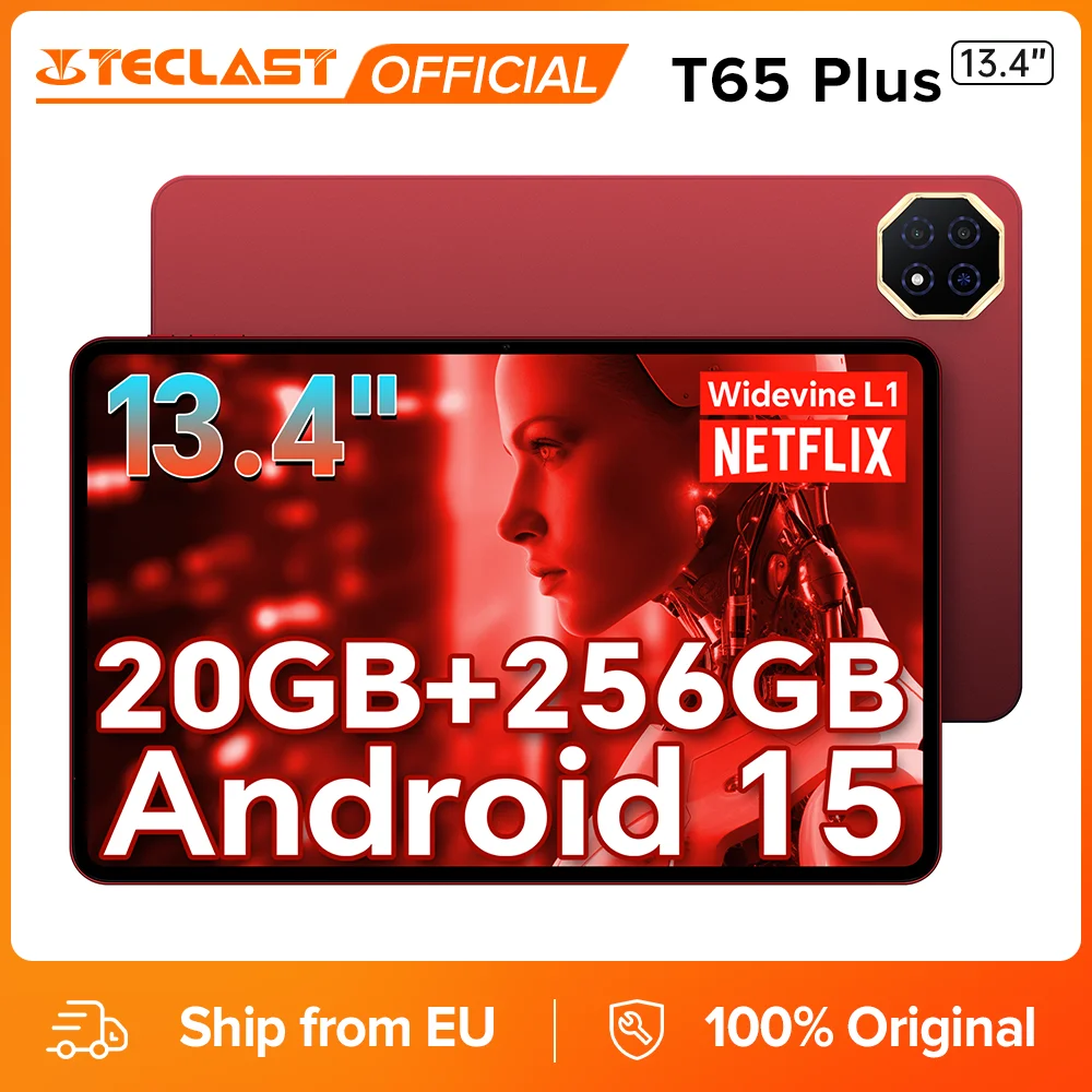 Teclast T65 Plus 13,4 Zoll 2K Android 15 Tablet 120Hz Display MTK Helio G99 Max. 20GB RAM 256GB ROM 10000mAh 13MP+8MP 4G LTE Image