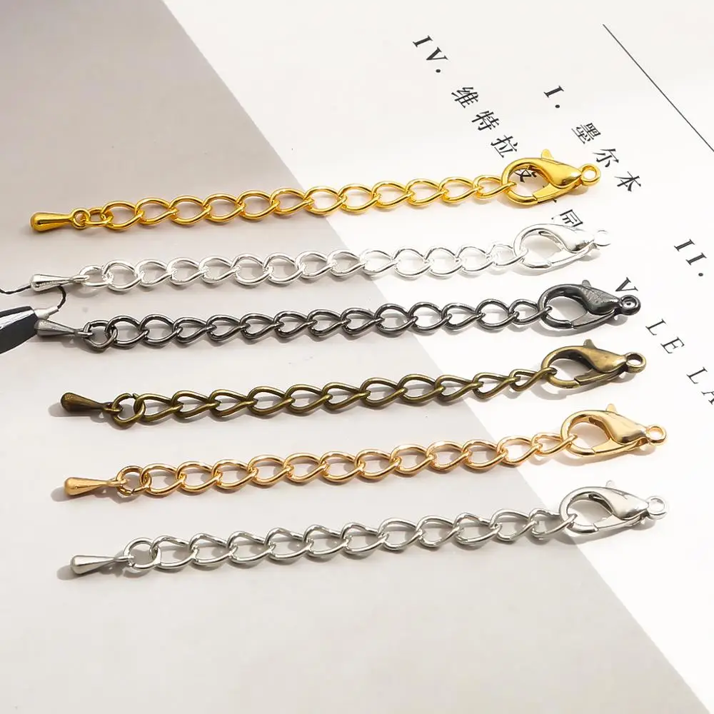 10 stücke 6 farbe Ton Erweiterte Verlängerung Schwanz Kette Karabiner Stecker Für DIY Schmuck Machen Armband Halskette Basis Tablett Image