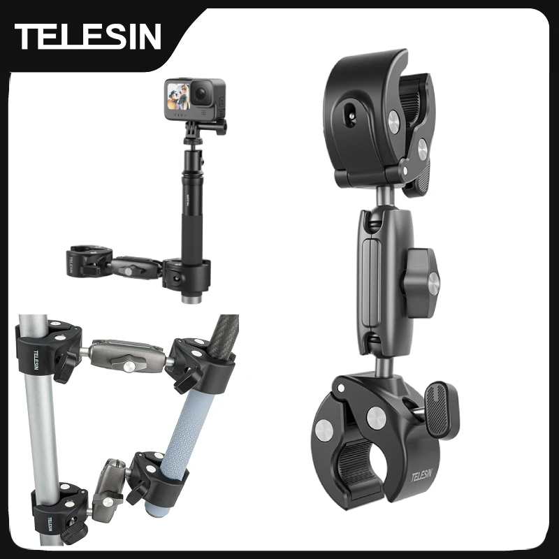 TELESIN Motorrad Fahrrad Einbeinstativ Fahrrad Lenker Panorama Halterung Unsichtbare Selfie Stick Halterung für GoPro Hero DJI Insta360 Image