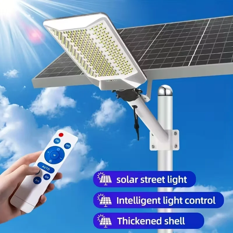 Solar-Straßenlaterne, 6500 W, 15000 mAh, 7500 K, Dämmerungs- bis Morgendämmerung, Solarleuchten, automatische Dämmerung bis Morgendämmerung, mit Steuerung für Hof, Garten, Terrasse Image