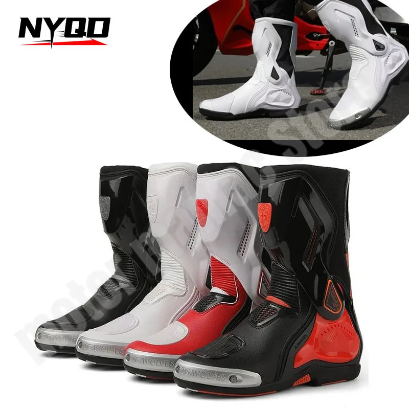 Männer Motorrad Reitstiefel Professionelle Autobahn Racing Sport Motorrad Schuhe Titan Legierung Motocross Stiefel Botas Hombre Image
