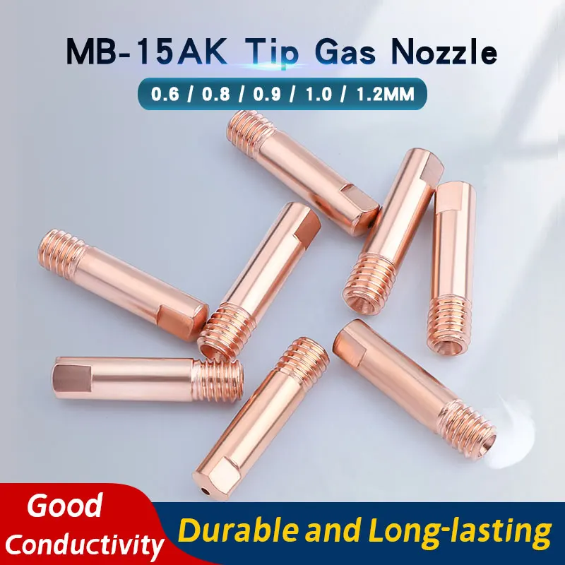 MB-15AK Spitze Gasdüse M6 * 25mm ECu CuCrZr Schweißbrenner Kontaktspitze Gasdüse 0,6/0,8/0,9/1,0/1,2mm Für 14AK MIG/MAG Teil 5 Stücke Image