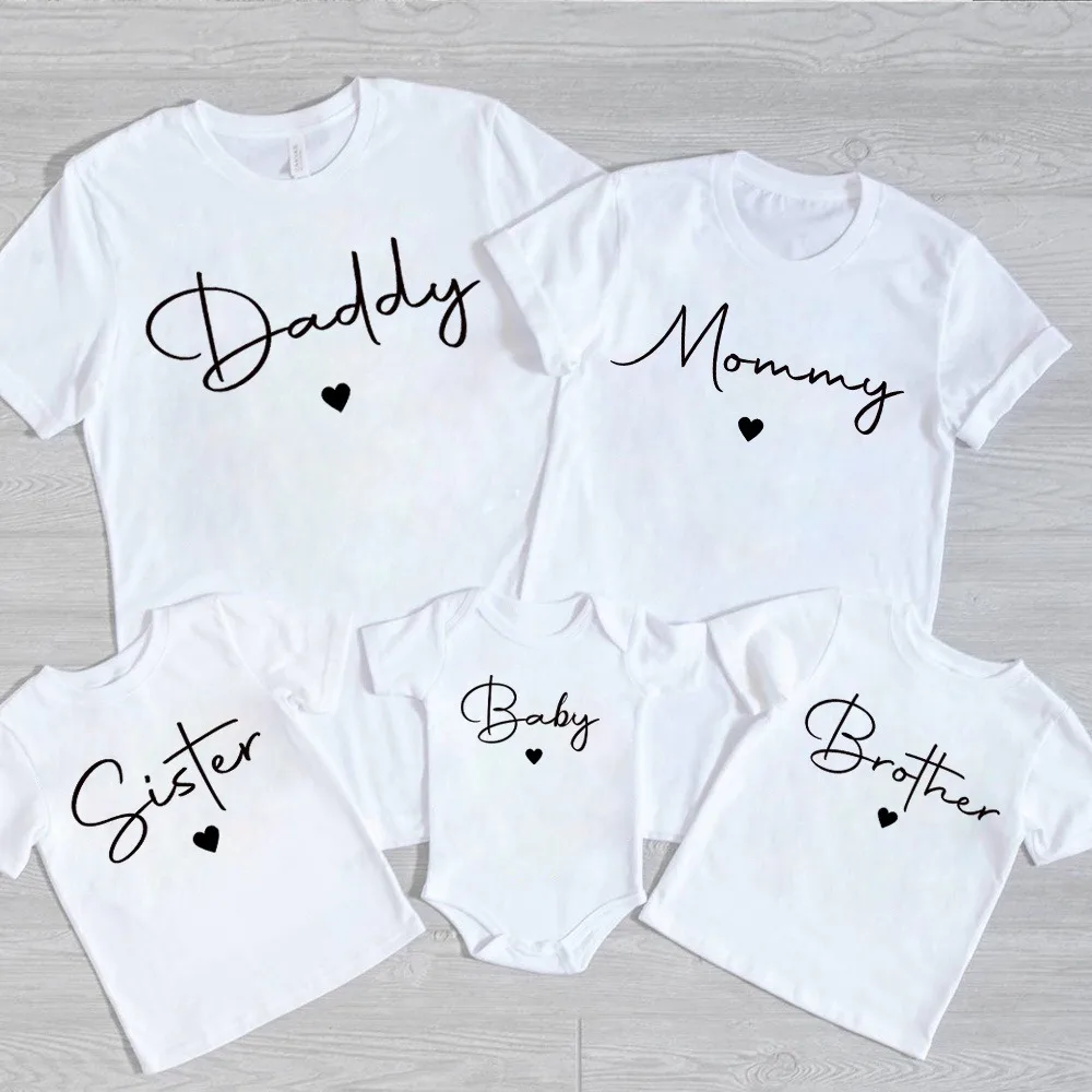 Papa/Mama/Schwester/Bruder/Baby Print Familie passende Outfits Kurzarm Casual Familie Outfit Sommer passende Set Kleidung Image