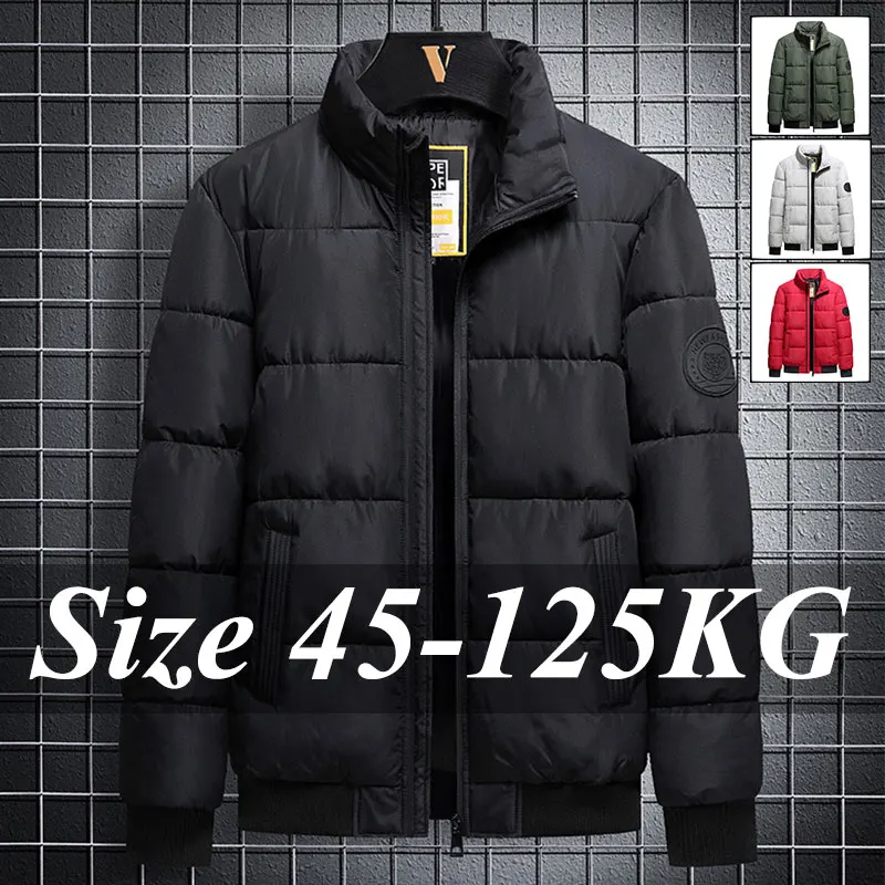 Plus Size Herren Casual Parkas Mantel M-8XL Verdickte Wattierte Jacke Herbst Winter Baumwolle gefütterte Mantel Schwarz Grün Weiß Männliche Kleidung