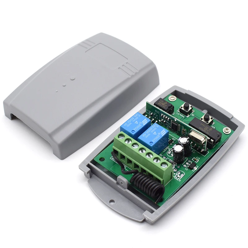 Universal 433mhz Fernbedienung Garagentor Empfänger 2CH 12V 24V Controller Toröffner 433,92mhz Sender Feste Rolling code Image