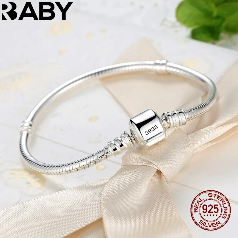 Handgefertigtes Original-Edelschmuck-Charm-Armband aus 925er-Sterlingsilber, weiche, glatte Schlangenknochen-Armbänder für Frauen Image