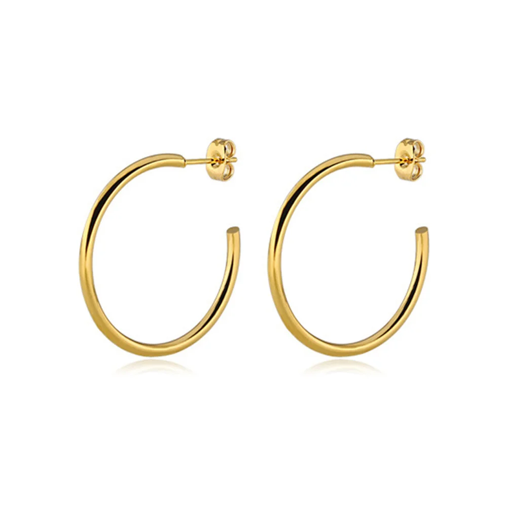 1 paar Punk Runde Kreis Kreolische Stud Ohrringe Weibliche Gold Silber Farbe Edelstahl Buchstabe C Ohrringe Für Frauen Schmuck Geschenk