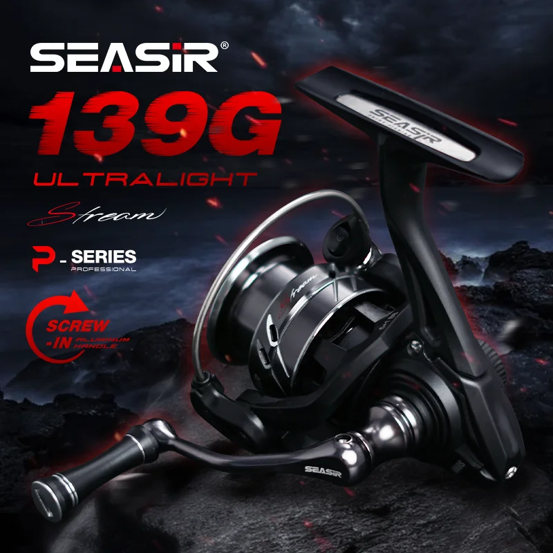 SEASIR Stream Spinnrolle 139 g Ultraleichte Carbon-Unterlegscheiben Max. Zugkraft 6 kg 5+1BB 5,4:1 Übersetzungsverhältnis Angelrad Image