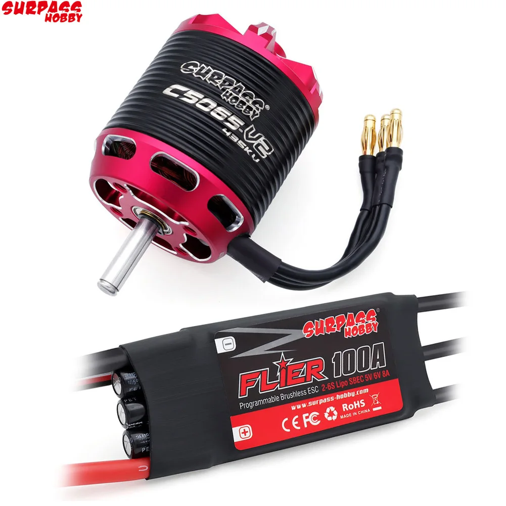 Übertreffen Hobby C5045 C5055 C5065 V2 Bürstenlosen Außenläufer Motor 2-6S mit 60A 80A 100A Bürstenlosen ESC Für RC Flugzeug Flugzeug Multicopte