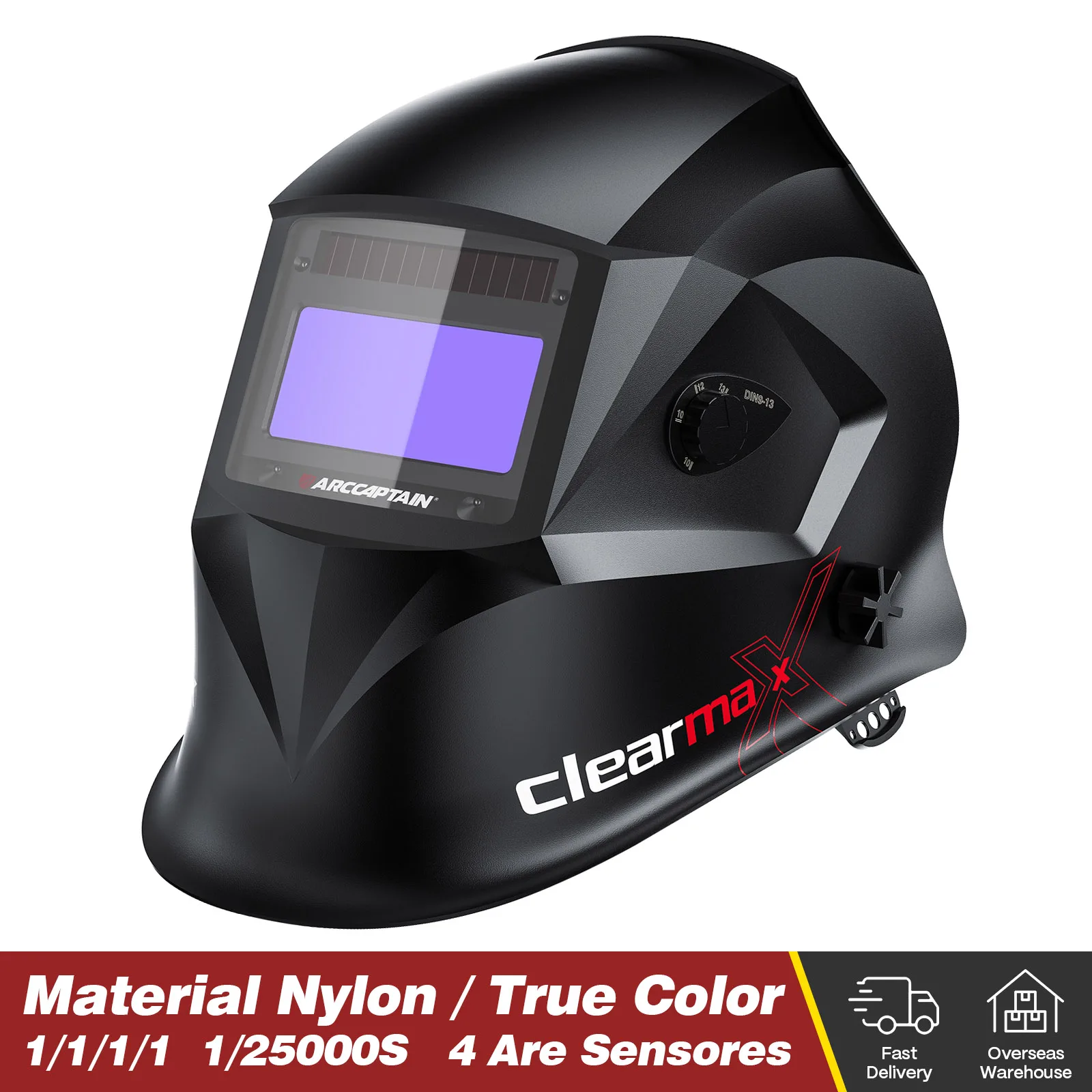 ARCCAPTAIN Schweißhelm, Schweißermaske, Chamäleon, große Ansicht, echte Farbe, Solarenergie, automatische Verdunkelung, Schweißen für Lichtbogenschweißen, Schleifen, Schnitt Image