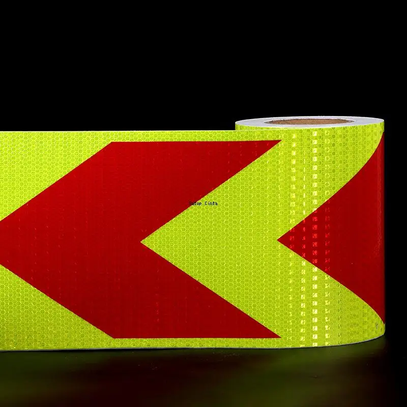 20 cm x 5 m Pfeil Reflektierende Bänder Fluoreszierende Rote Aufkleber Wasserdichte Warnung Sicherheit Reflexion Film Reflektoren Für Dinge Image