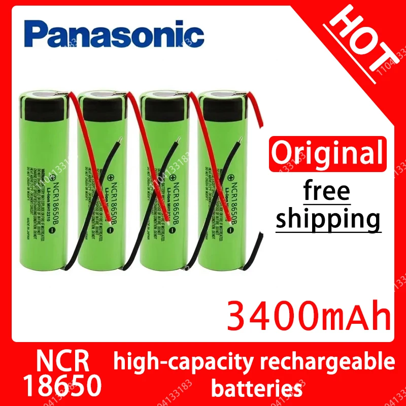 Original neue Panasonic NCR18650B 3,7 v 3400 mAh 18650 lithium-ionen akku schweißen silikon kabel DIY Image