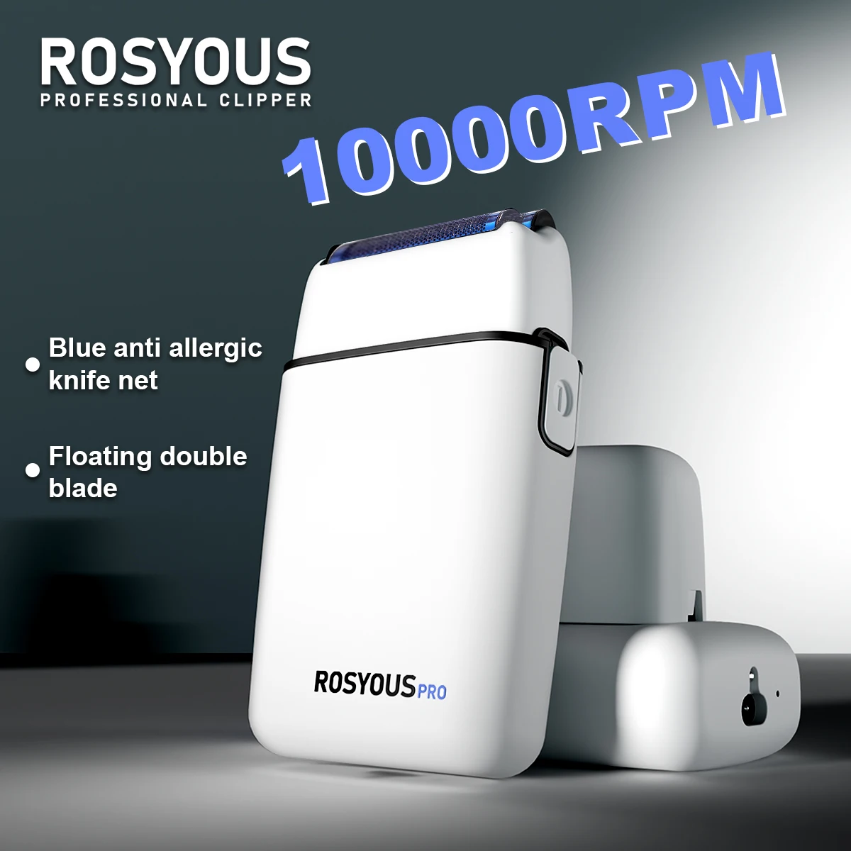 ROSYOUS RS620 Professioneller Rasierer, 10.000 U/min, Doppelfolie für Männer, Bartschneider, professionelle Haarschneidemaschine