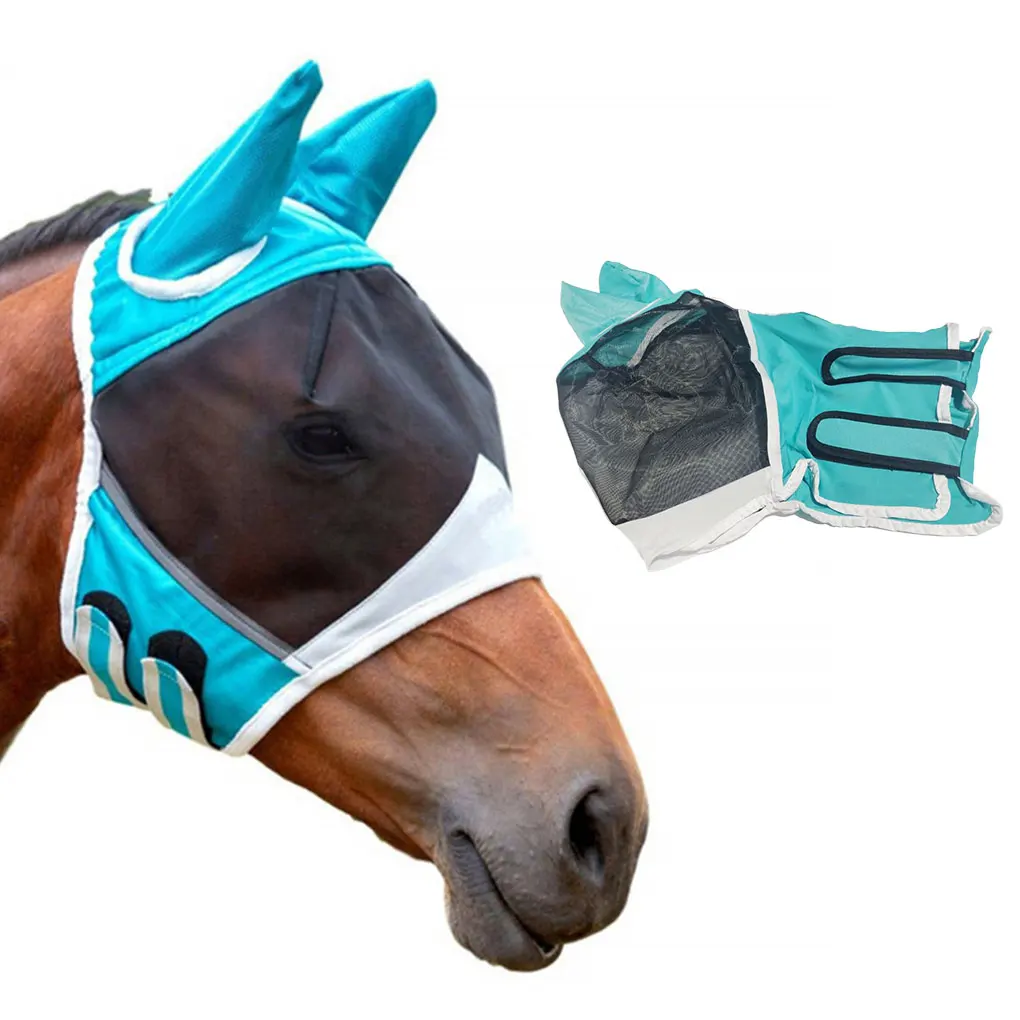 Profession elle Pferde fliegen maske-bequeme und verstellbare atmungsaktive Fliegen maske für Pferde blau s Image