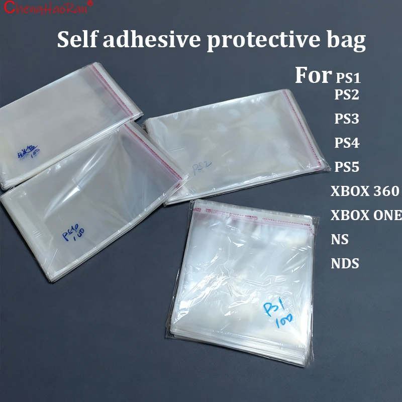 100PCS selbstklebende Schutztaschen für PS1 PS2 PS3 PS4 PS5 Xbox360 One NS NDS WII Spielbox staubdicht feuchtigkeitsbeständig