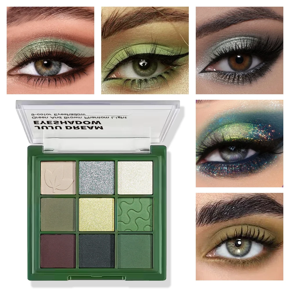 JUJU DREAM Green Brown Phantom Nine Colors Lidschatten-Palette Retro French Sense Green Olivgrün Small Smoky