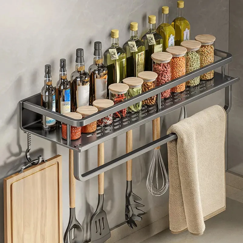1 PC Multifunktionale Küche Rack Gewürz Lagerung Rack Wand Küche Utensil Schaufel Haken Rack für Küche Artikel Lagerung