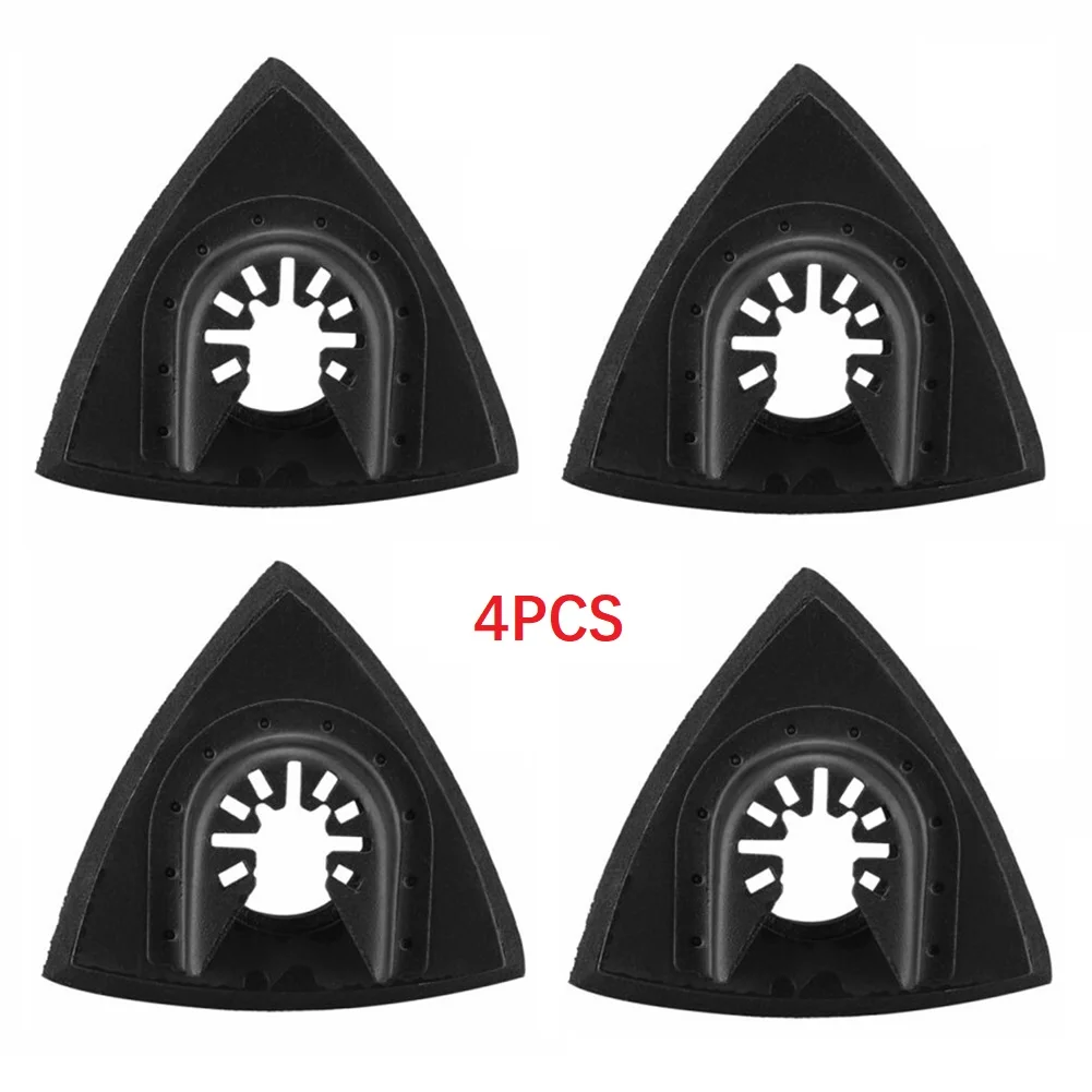 4 stücke Dreieckige Schleif Pads 80mm Haken Und Schleife Schleifen Dreieck Oszillierende Schleifpapier Multi-Tool Klinge Oszillierende Werkzeug zubehör Image