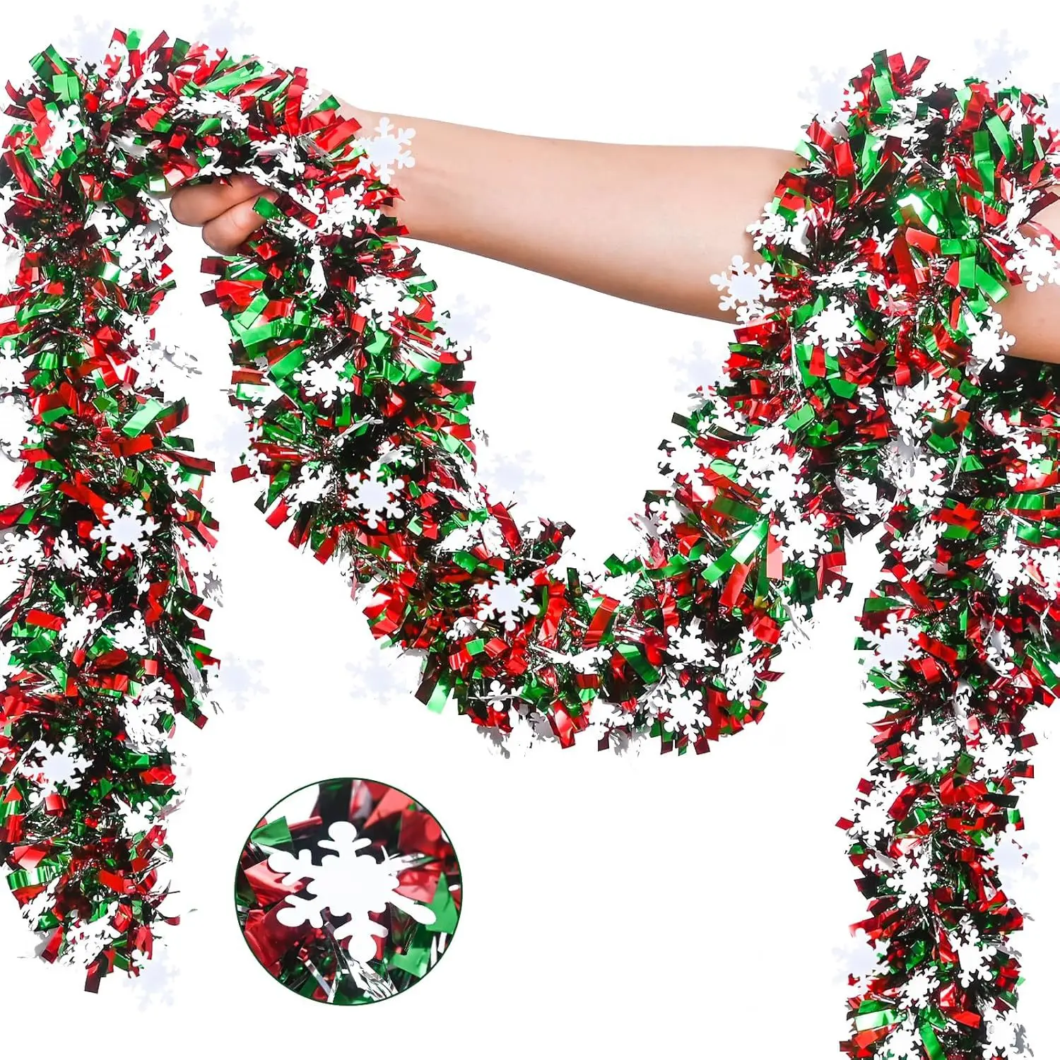 2M Weihnachten Schneeflocke Lametta Girlande Weihnachtsbaum Dekoration Weihnachten Metallic Twist Girlande Decke Hängen Neujahr Party Dekor Image