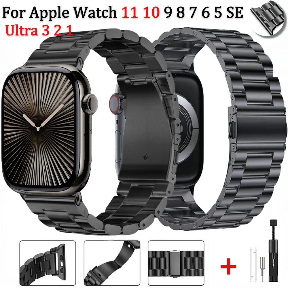 Metallarmband für Apple Watch Band 46 mm 42 mm 44 mm 45 mm 40 41 mm Edelstahlarmband iWatch Serie 11 10 9 8 7 6 SE Ultra 49 mm Image