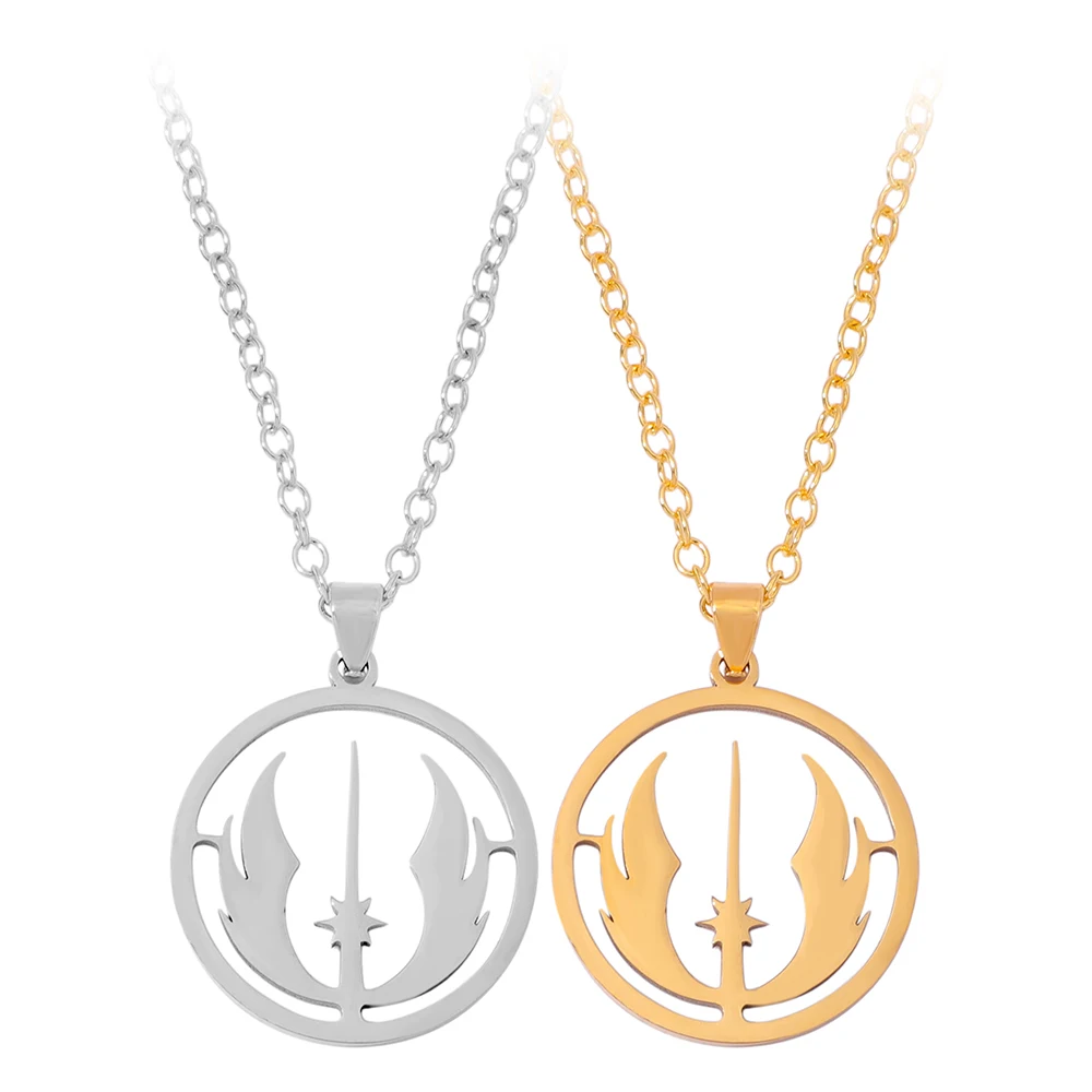Star Wars Jedi-Orden Symbol Edelstahl-Anhänger Halskette Gotische Sternenkette für Damen und Herren Hip-Hop Schmuck Geschenk