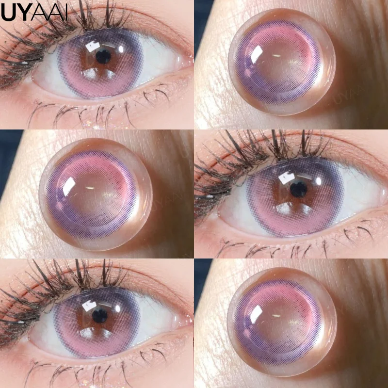 UYAAI 1 Paar koreanische Mode-Linsen, rosa Cosplay-Anime-Linsen, farbige Kontaktlinsen für Augen, Kosmetik, farbige Linsen, rote Linsen