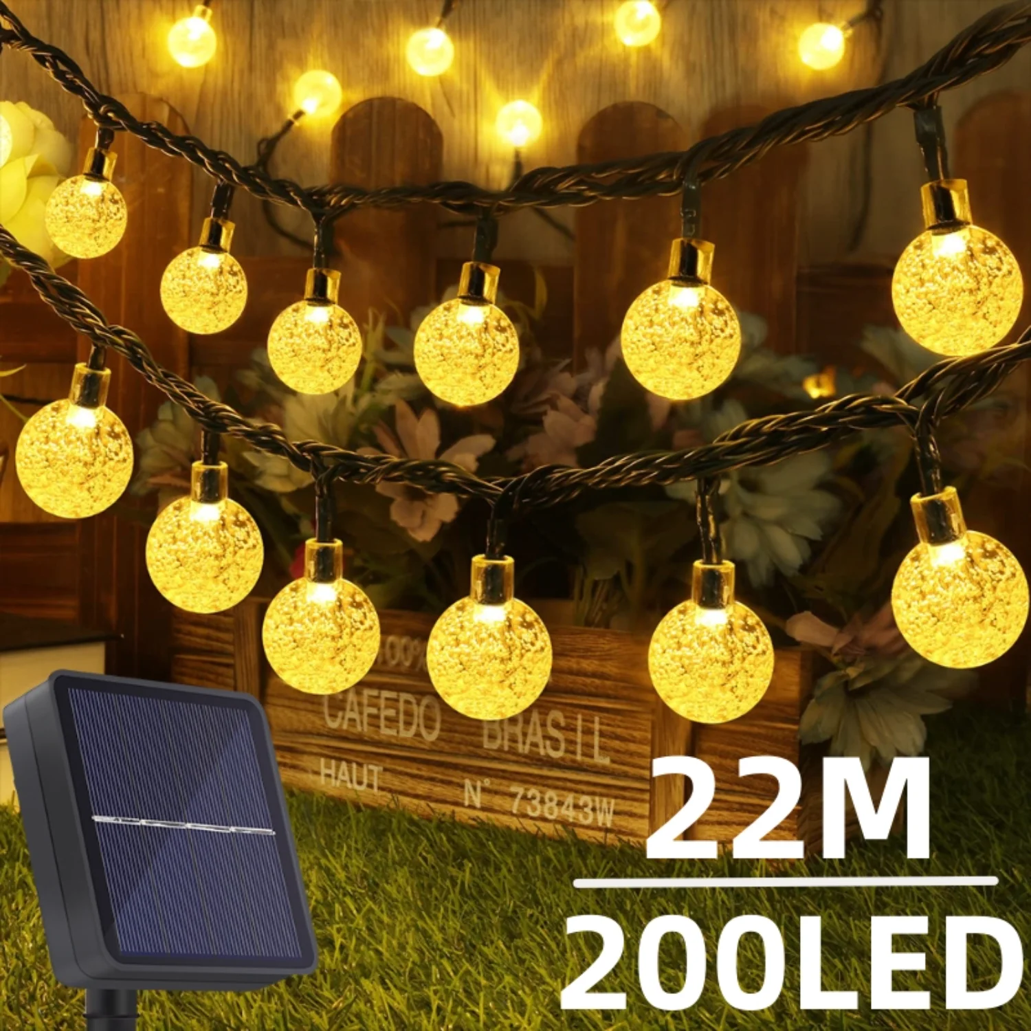 Solar Lichterketten im Freien LED Kristall kugel Lichter wasserdicht Solar Girlanden Lichterkette für Garten Weihnachten Outdoor-Dekor