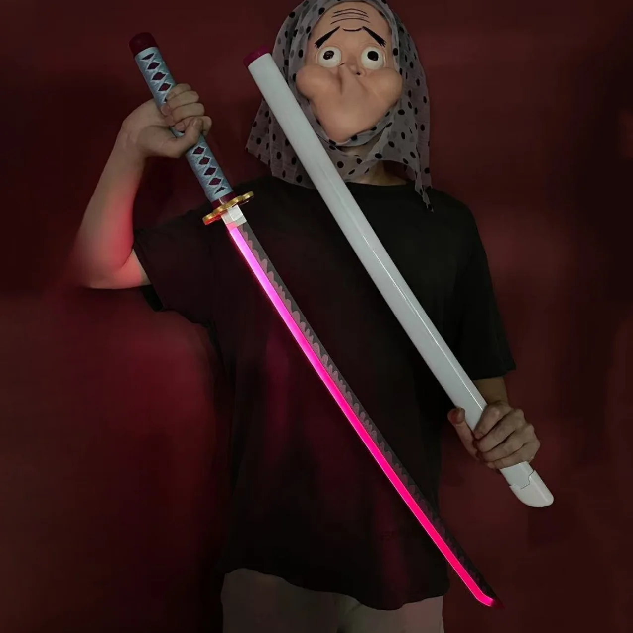 104 cm leuchtender Dämon Sayaer Katana Dämonentöter: Kimetsu no Yaiba Ba de Saber Anime Kinderspion P Road P Kanroji Mitsuri Echte Größe Japa Nese Katana und Y