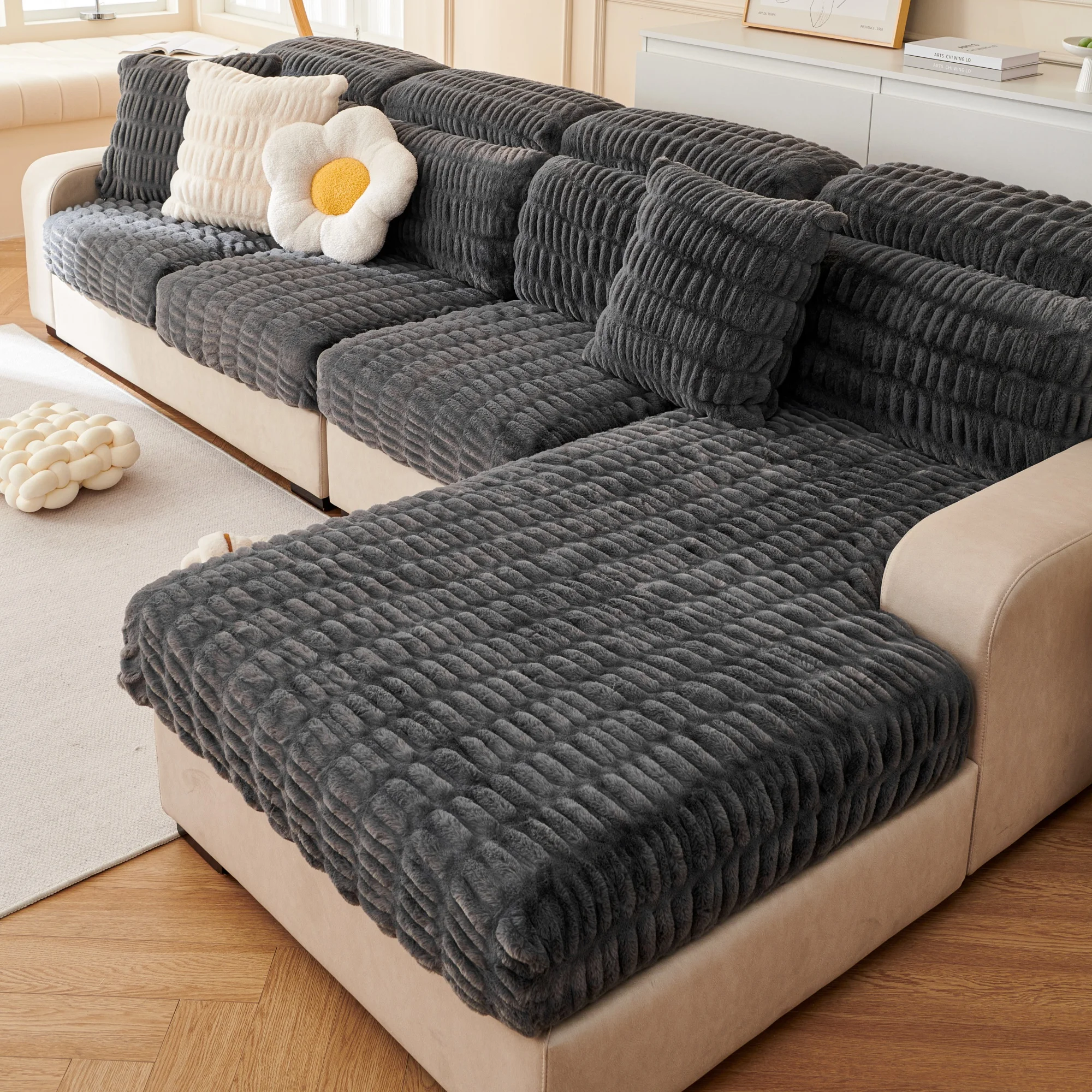 Couch-Kissenbezüge, individuelle große Stretch-Sofakissenbezüge aus Kunstfell, Couch-Sitzbezüge, Couch-Schonbezüge