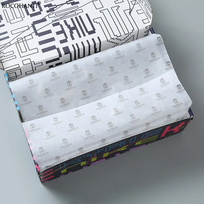 100 Blatt individuelles Taschentuchpapier mit Logo, bedruckt, schwarz, rosa, weiß, zum Verpacken von Kleidung, Blumenstrauß, Geschenkpapier Image