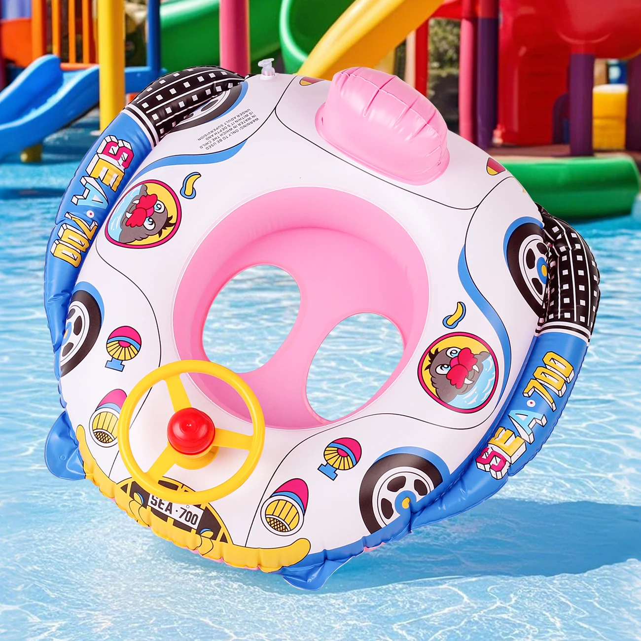 1PC Polizeiauto Boot Schwimmring Sommer Pool schwimmt, Strand und Pool Schwimmhilfe, Strandspielzeug für Poolparty