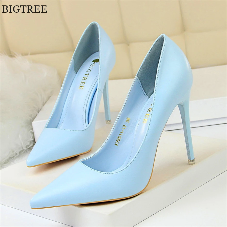 Weiche Leder Concise High Heels 7,5/10,5 cm Schuhe Mode Frauen Pumpen Spitz Slip Auf Candy Farben Büro Frau hochzeit Schuhe