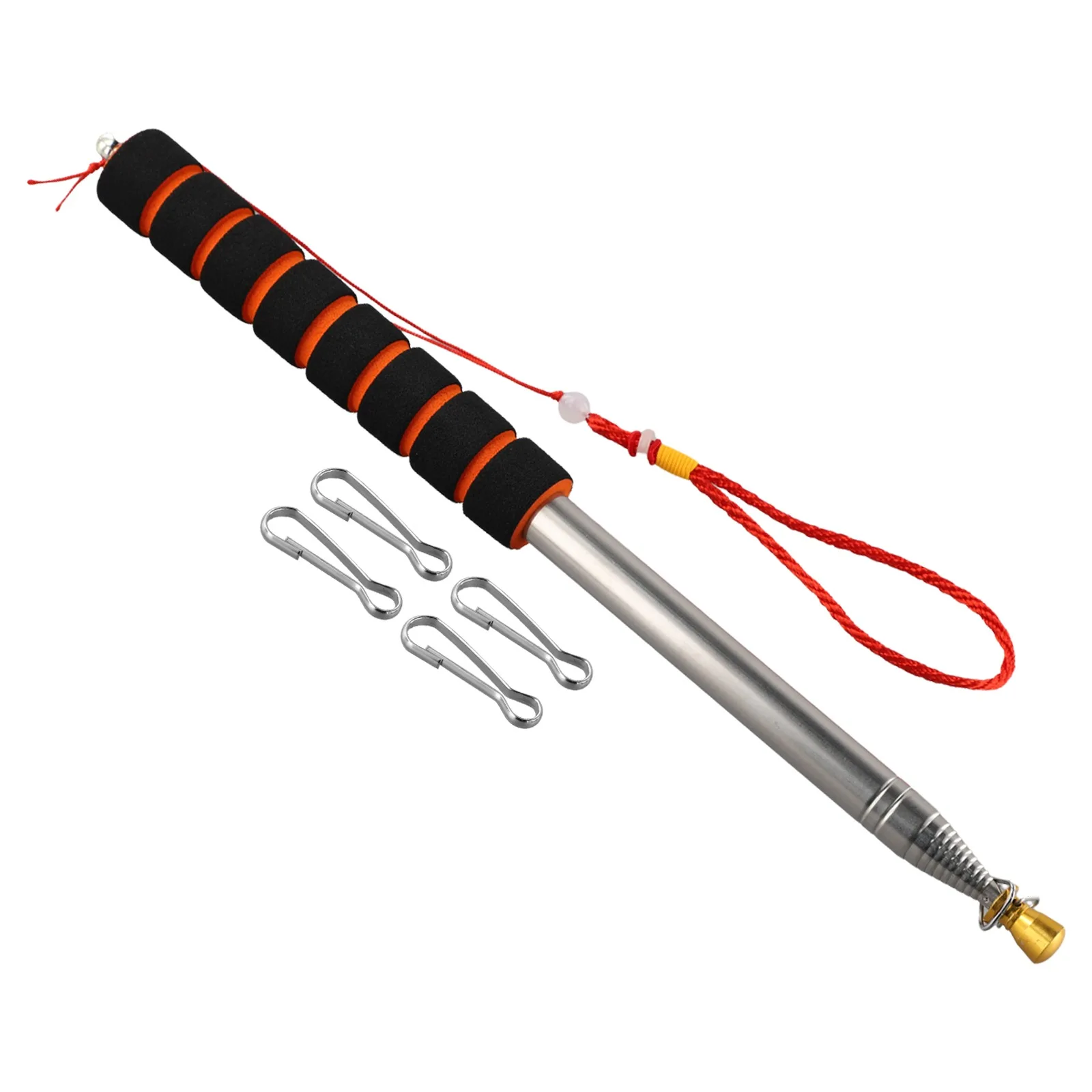 3 Meter Teleskop-Hand-Fahnenmast mit 4 Clips, tragbarer Fahnenmast, Reiseleiter, Fahnenmast, Lehrer, Zeiger, Teleskop-Fahnenmast