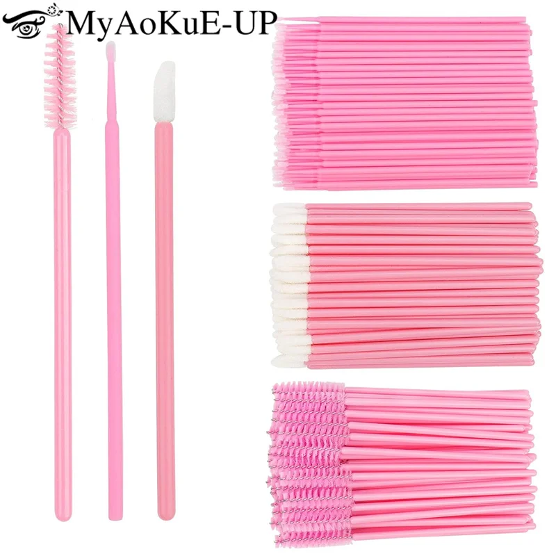 200 stücke Wimpern Verlängerung Liefert Kit Einweg Lash Spoolies Pinsel Micro Baumwolle tupfer Pinsel Mascara Zauberstab Lippenstift Applikator Image
