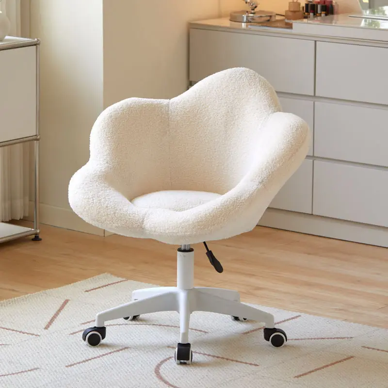 Formwell Home Office Stuhl mit gepolsterter moderner getufteter Computer-Arbeits stuhl mit mittlerer Rückenlehne, drehbarer, höhen verstellbarer Lamm wolle