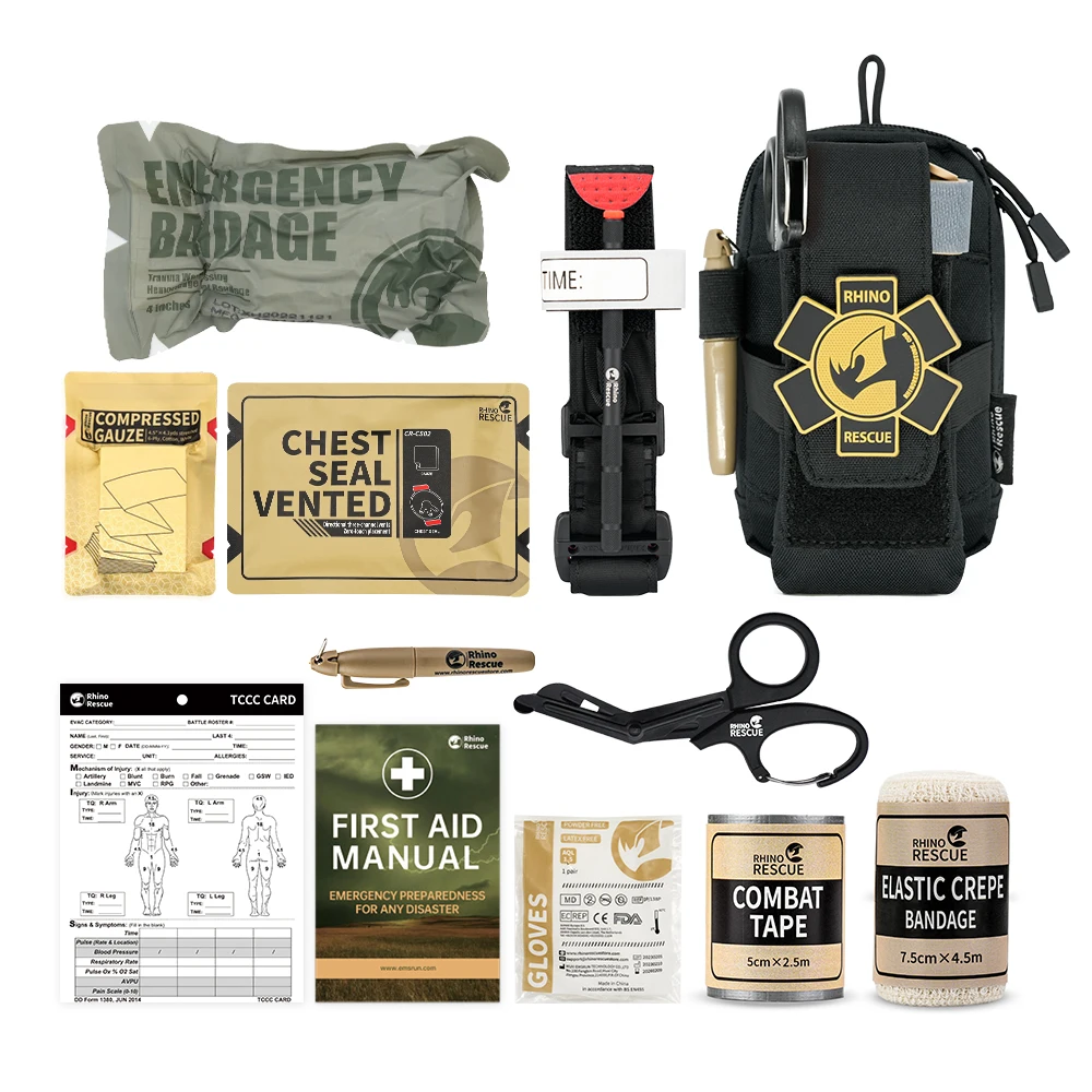 Rhino Rescue EDC Erste-Hilfe-Set IFAK Trauma mit Molle Tactical Pouch Tourniquets Bandage zum Überleben Image