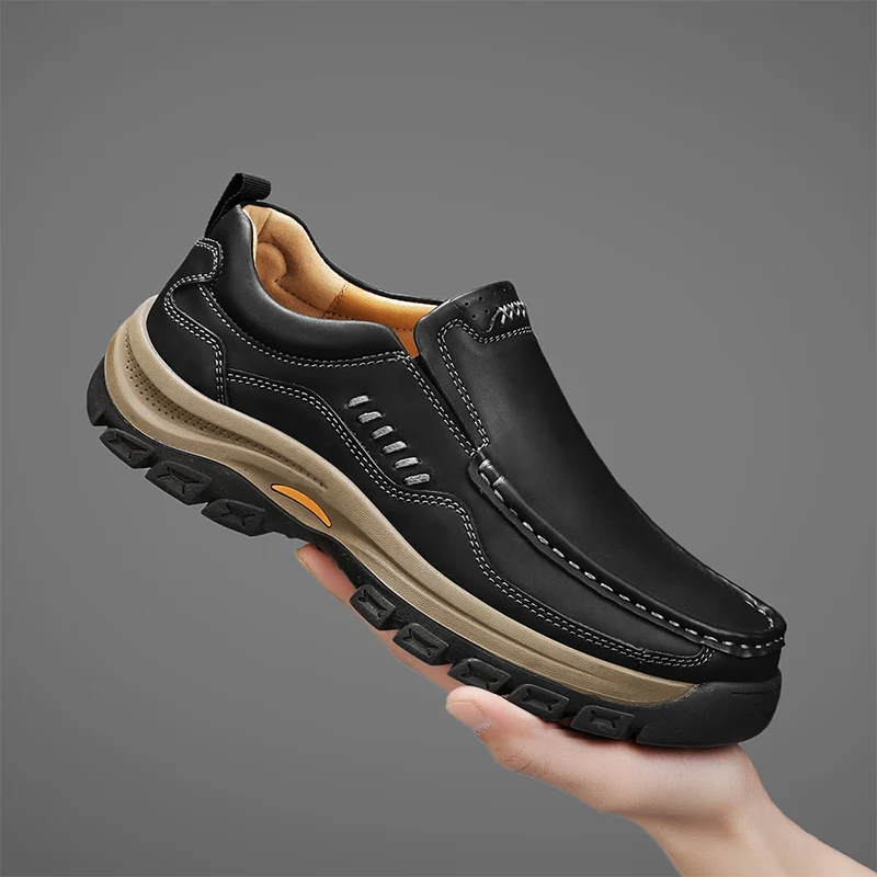 Handgenähte modische Herren-Loafer, einfarbige Low-Top-Freizeitschuhe, einfache trendige Slip-On-Sneaker, Herrenschuhe für alle Jahreszeiten, tägliche Büro-Business-Schuhe, große Herrenschuhe